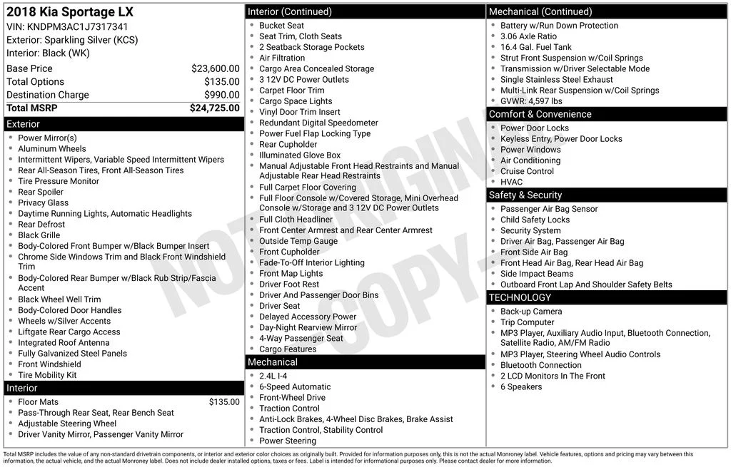 Used 2018 Silver Kia LX image 2