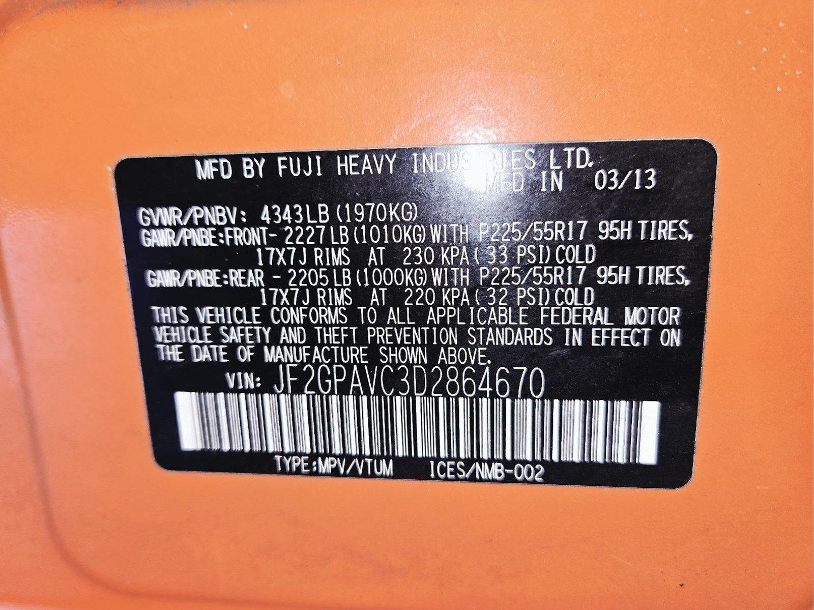 Used 2013 Tangerine Orange Pearl Subaru Premium image 53