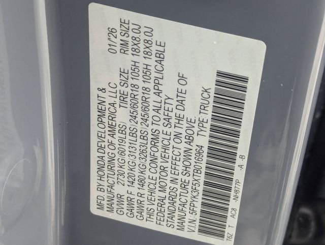 New 2026 Sonic Gray Pearl Honda RTL image 22