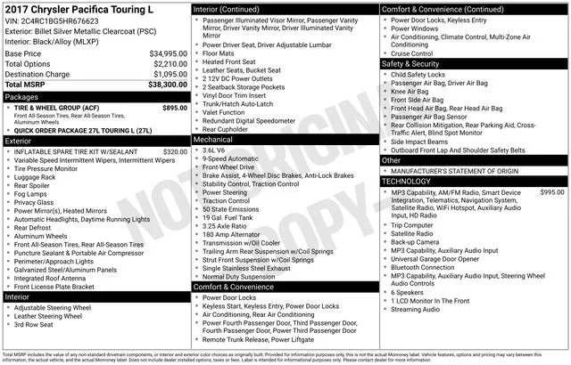 Used 2017 Billet Silver Metallic Clearcoat Chrysler Touring L image 21