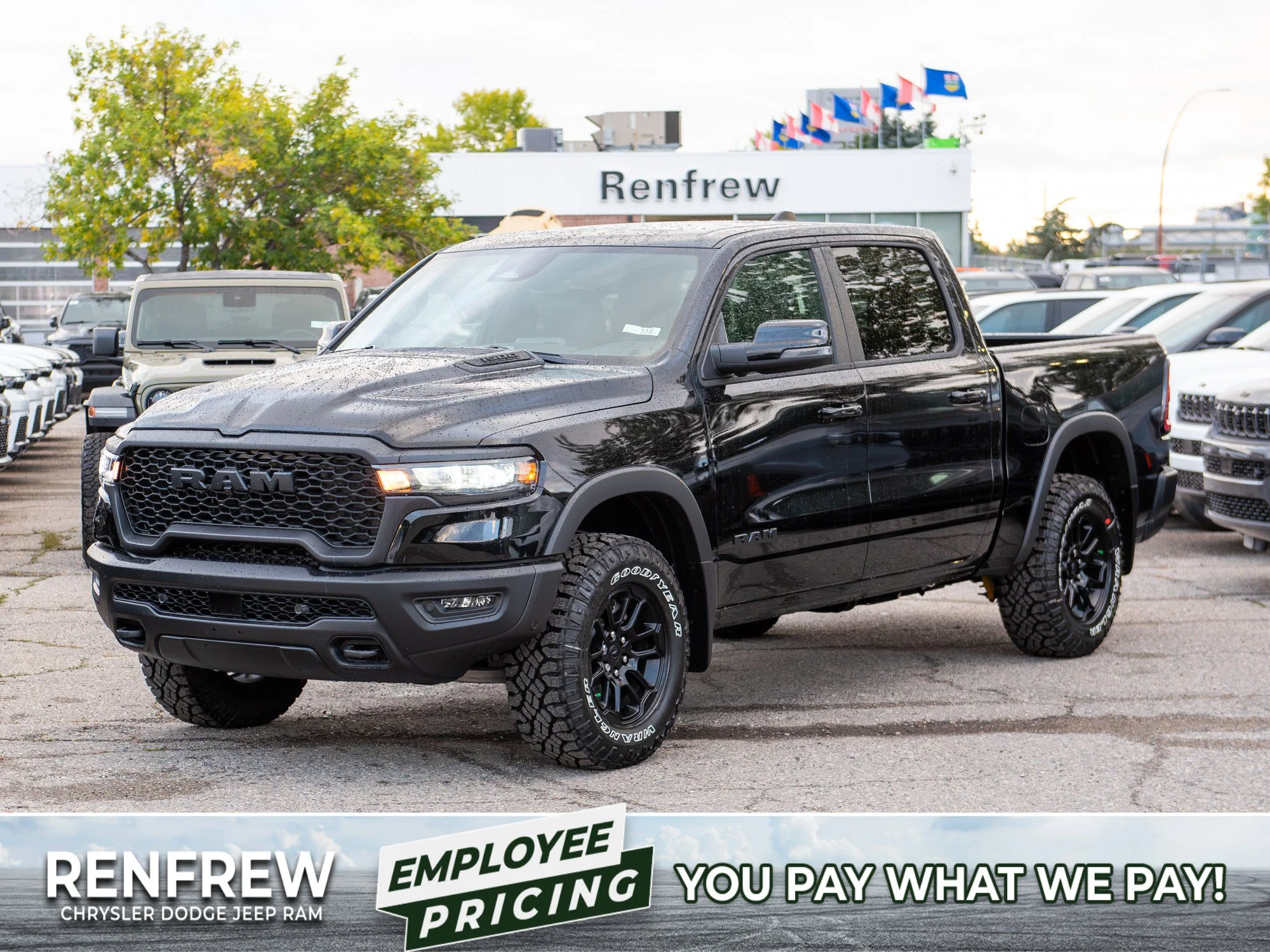 New 2026 Black RAM Rebel* Crew Cab 4x4, Level 2 Equip Group, Passenger Screen, 33 Inch A/T Tires image 1