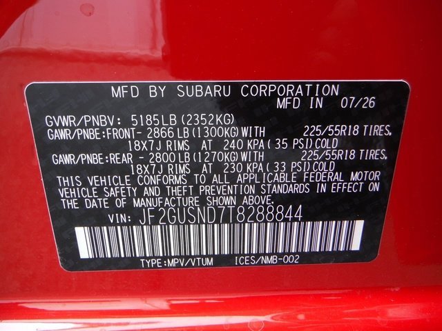New 2026 PURE RED Subaru Limited Hybrid image 50