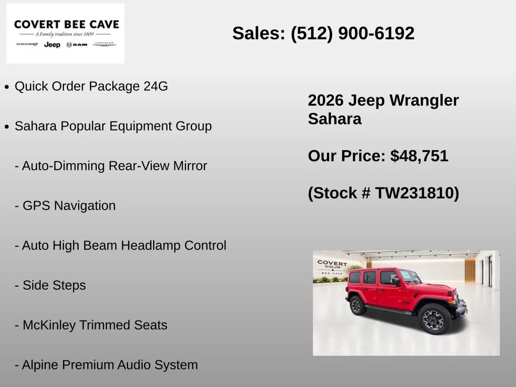 New 2026 Firecracker Red Clear-Coat Exterior Paint Jeep Sahara image 7
