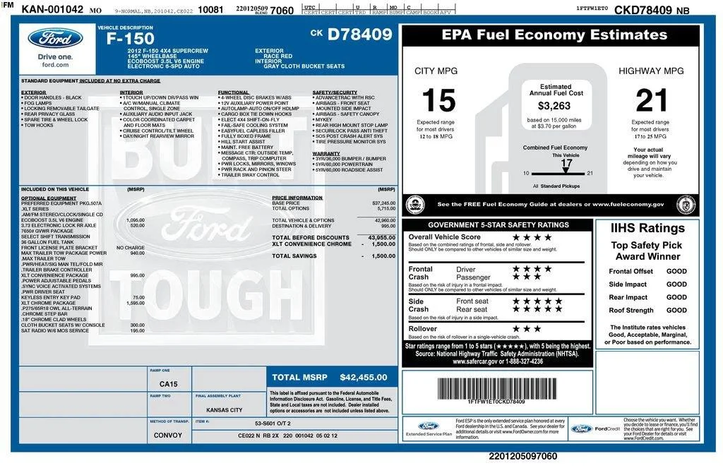 Used 2012 Race Red FORD 4WD SUPERCREW 145