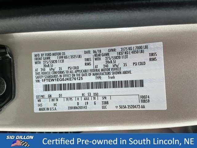 Certified Used 2018 White Gold Ford LARIAT image 14