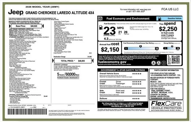 New 2026 Velvet Red Pearl-Coat Exterior Paint Jeep Laredo image 2