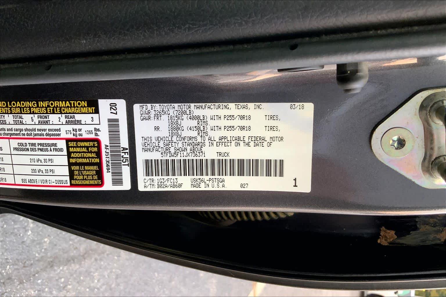 Used 2018 Magnetic Gray Metallic Toyota SR5 image 31