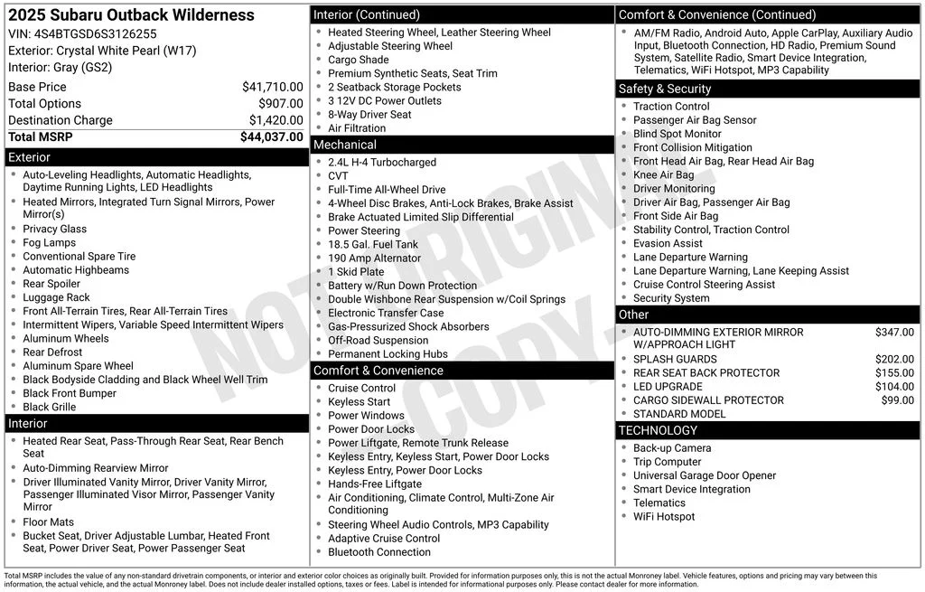Used 2025 White Subaru Wilderness image 7