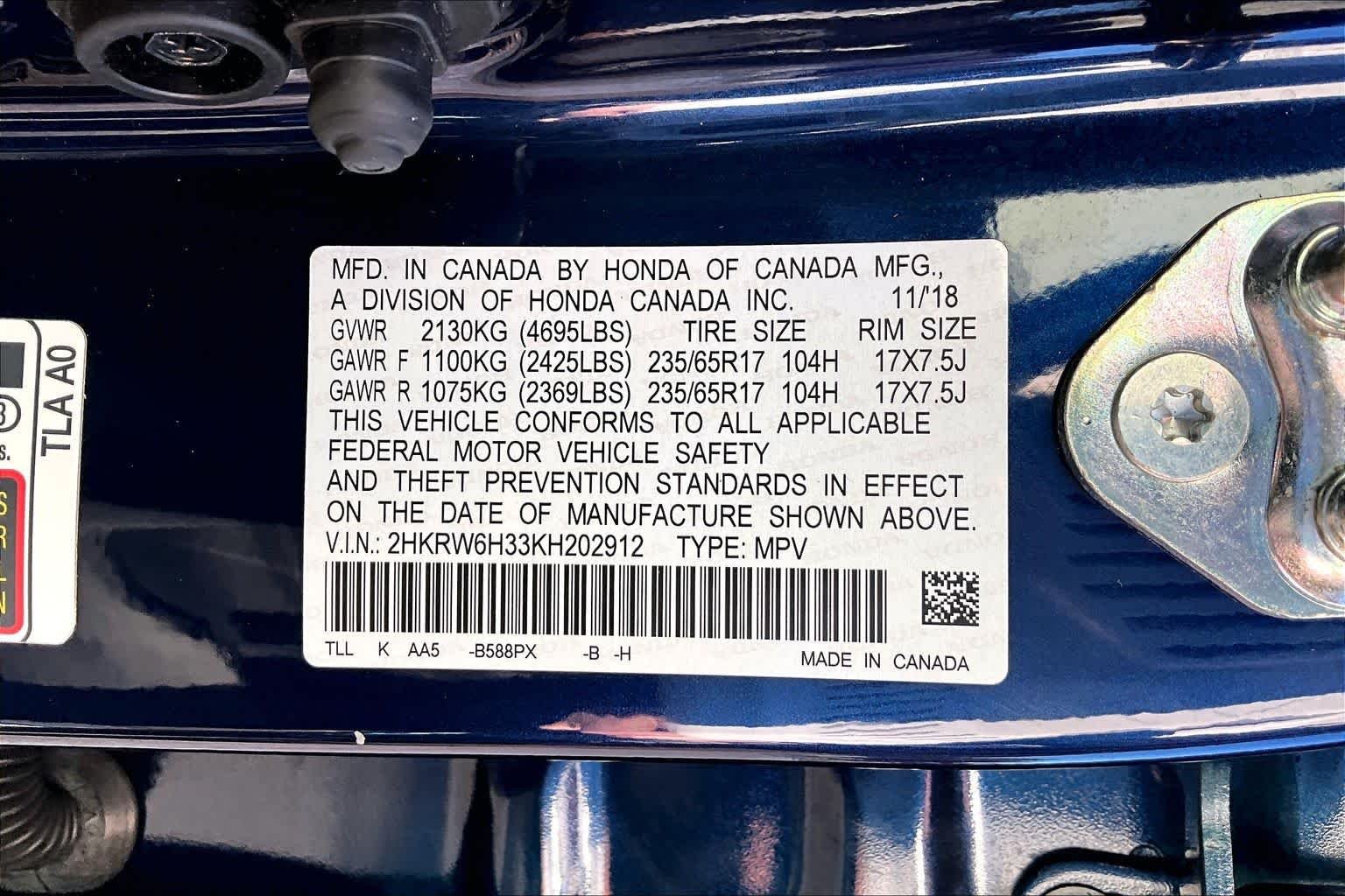 Used 2019 Obsidian Blue Pearl Honda LX image 35