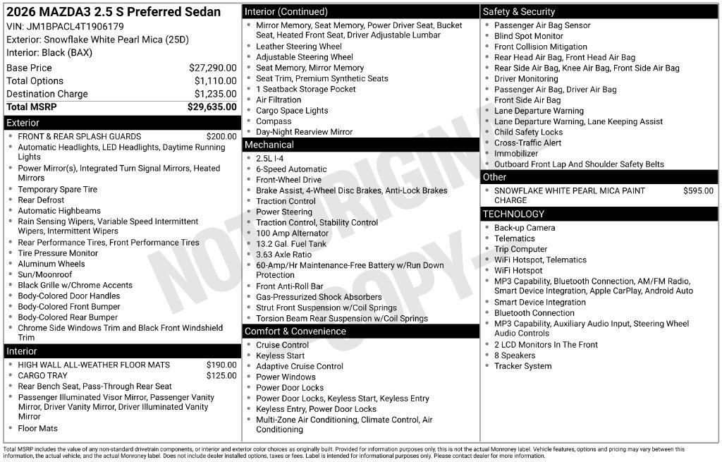 New 2026 Snowflake White Pearl Mazda 2.5 S Preferred image 3