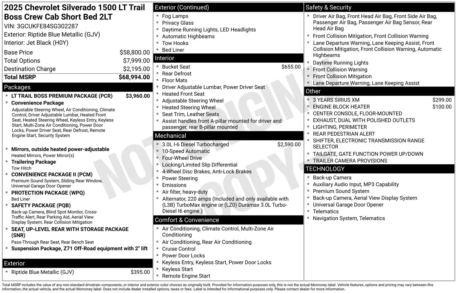Used 2025 Riptide Blue Metallic Chevrolet LT Trail Boss image 38