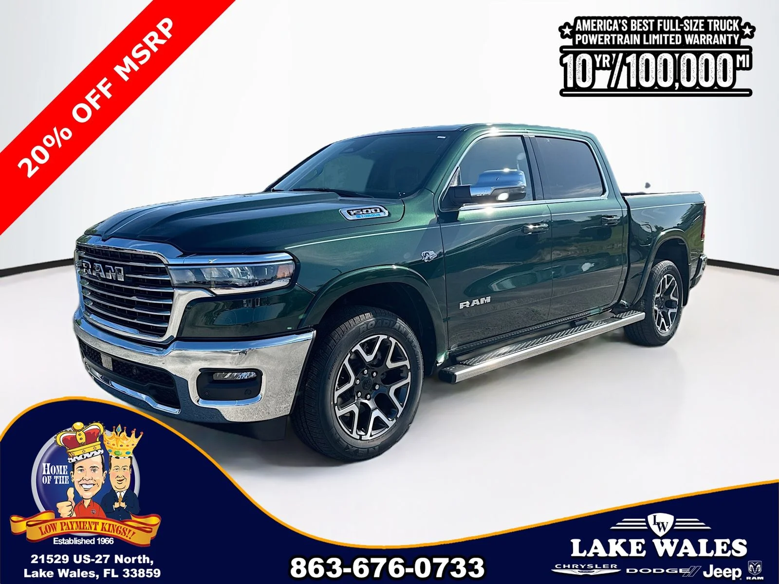 New 2026 Serrano-Green Metallic Exterior Paint RAM LARAMIE image 2