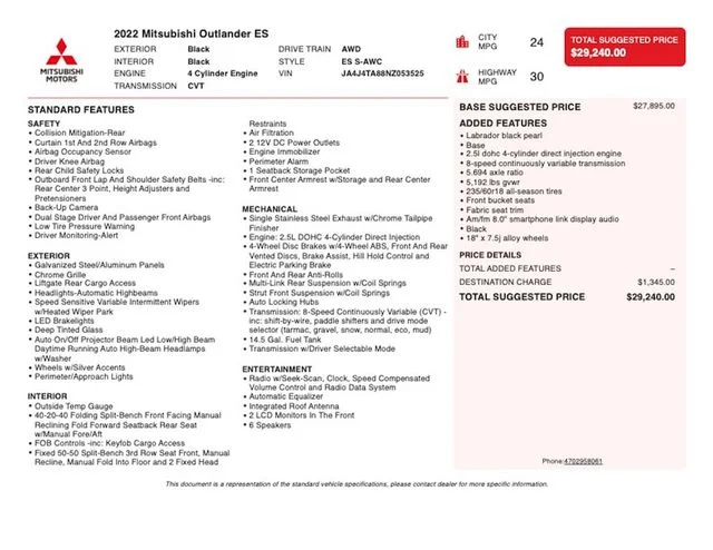 Used 2022 Black Mitsubishi ES image 4