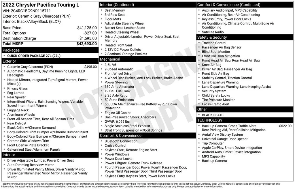 Certified Used 2022 White Chrysler Touring L image 5