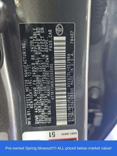 Used 2018 Gray Toyota LE image 5
