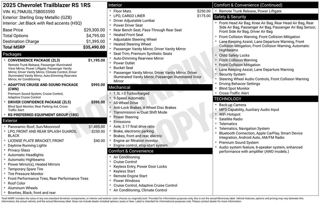 Used 2025 Sterling Gray Metallic Chevrolet RS image 37