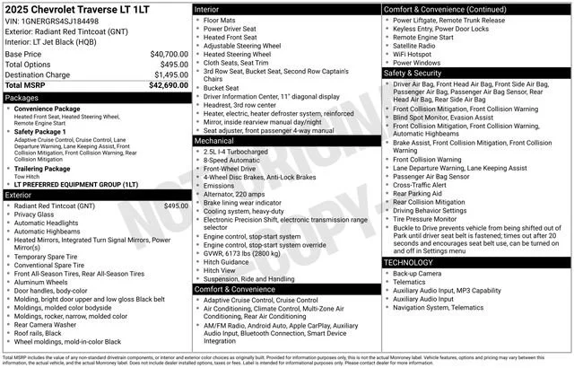 Used 2025 Radiant Red Tintcoat Chevrolet LT image 44