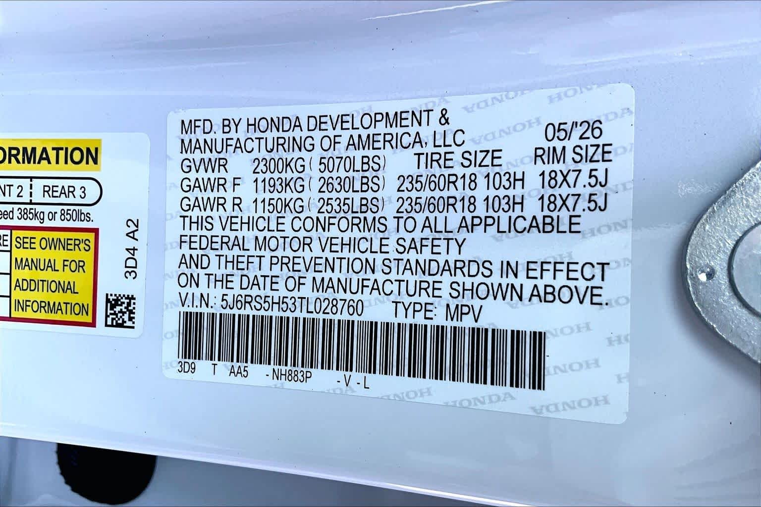 New 2026 Platinum White Pearl Honda 2WD Sport Hybrid image 18