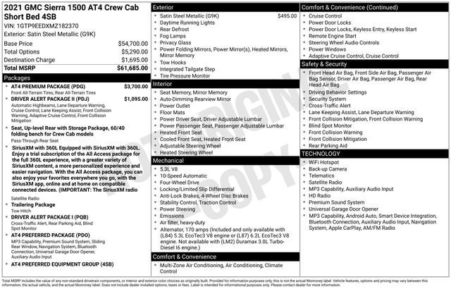 Used 2021 SATIN STEEL METALLIC GMC AT4 image 5