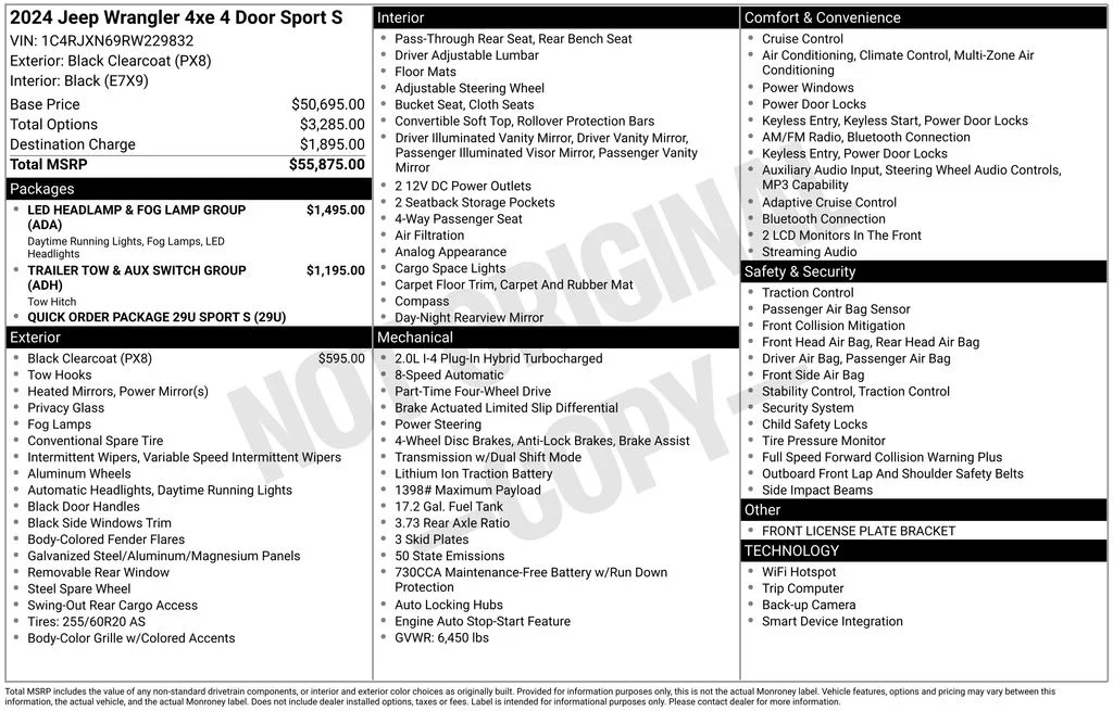 Used 2024 Black Jeep Sport S 4xe image 6