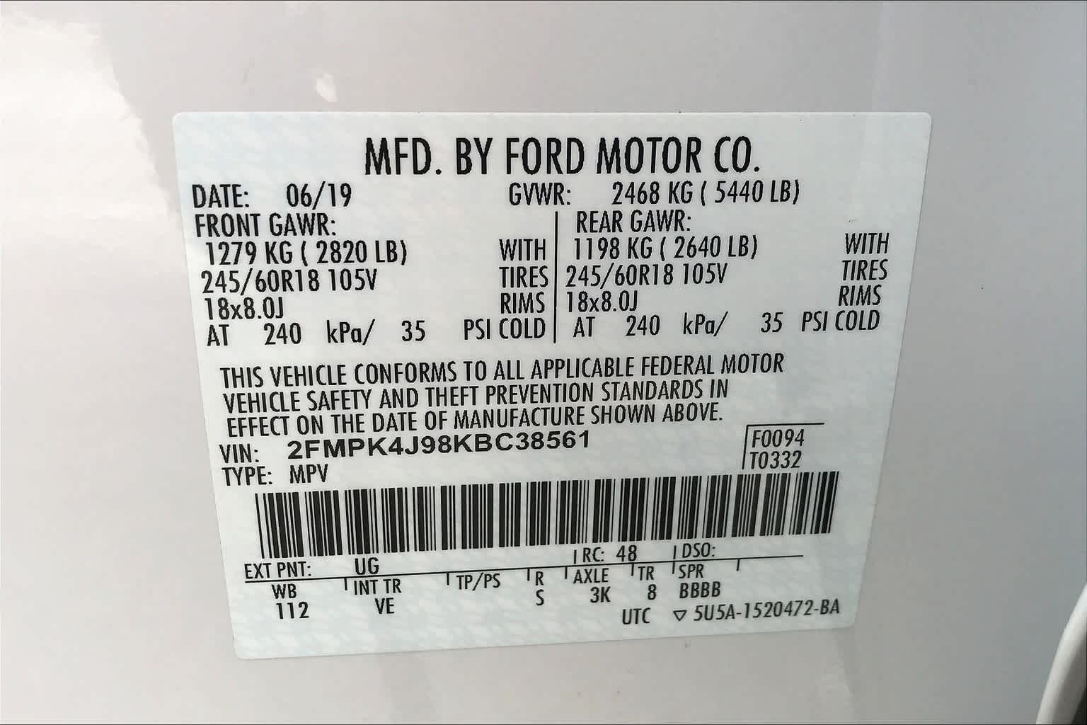 Used 2019 White Platinum Metallic Tri-Coat Ford SEL image 37