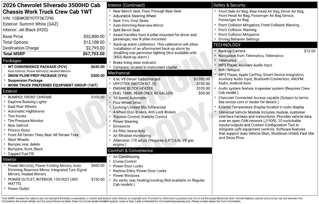 New 2026 Summit White Chevrolet Work Truck image 4