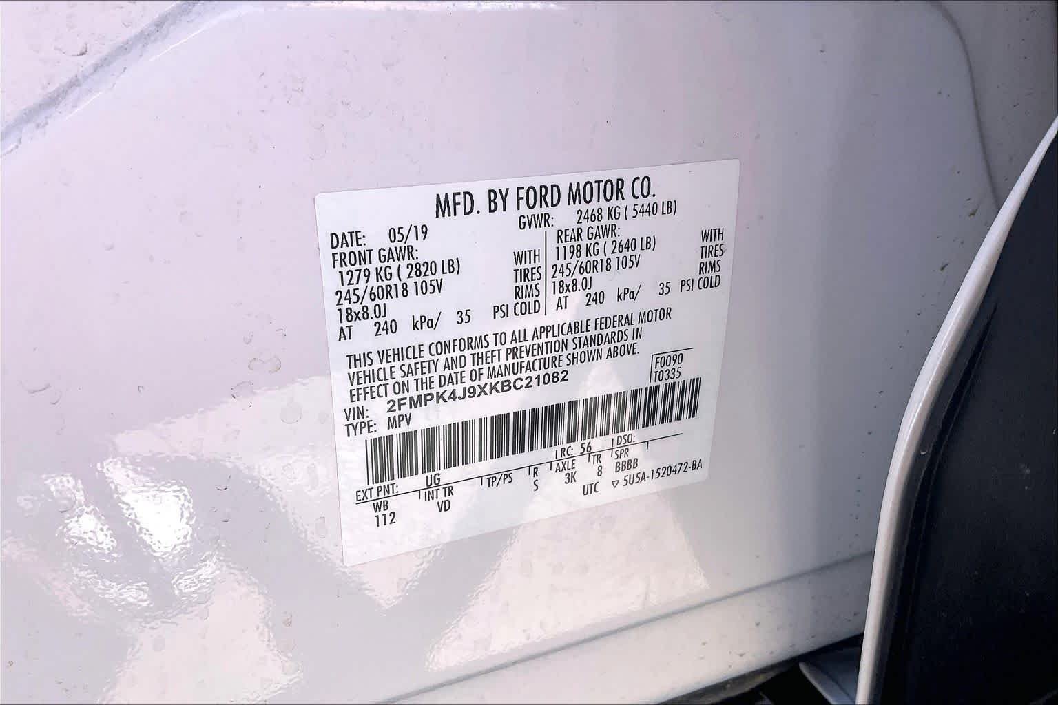 Used 2019 White Platinum Metallic Tri-Coat Ford SEL image 31