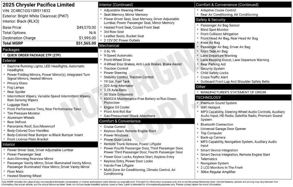 Used 2025 White/off-white Chrysler Limited image 2