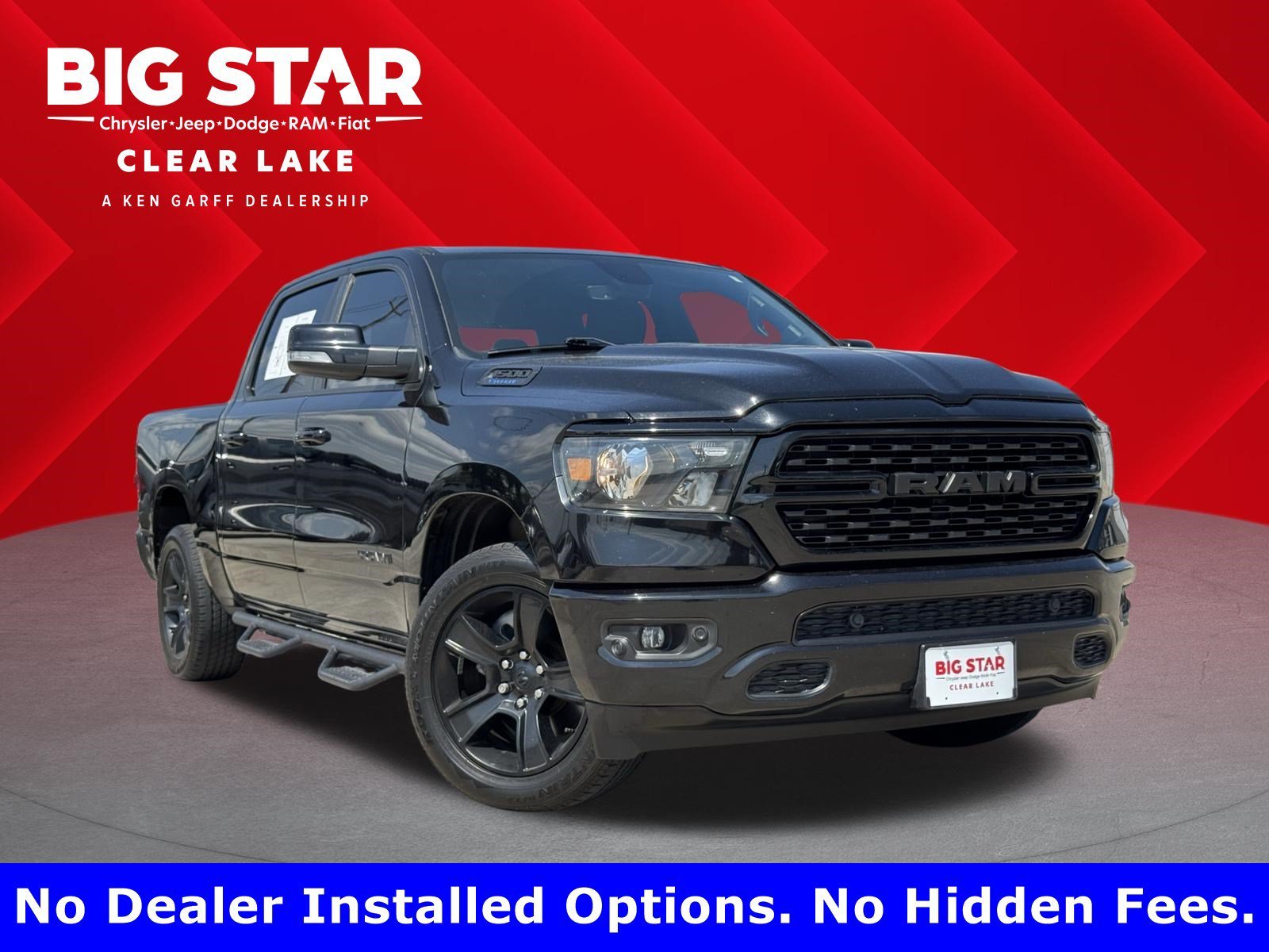 Used 2022 Diamond Black Crystal Pearlcoat Ram Lone Star image 1