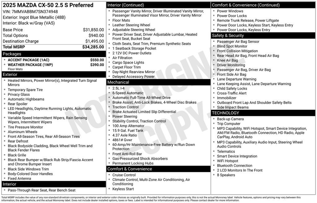 Used 2025 Blue Mazda 2.5 S Preferred Package image 3