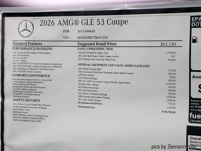 New 2026 MANUFAKTUR Alpine Grey Mercedes-Benz AMG® GLE 53 4MATIC+ Coupe image 60