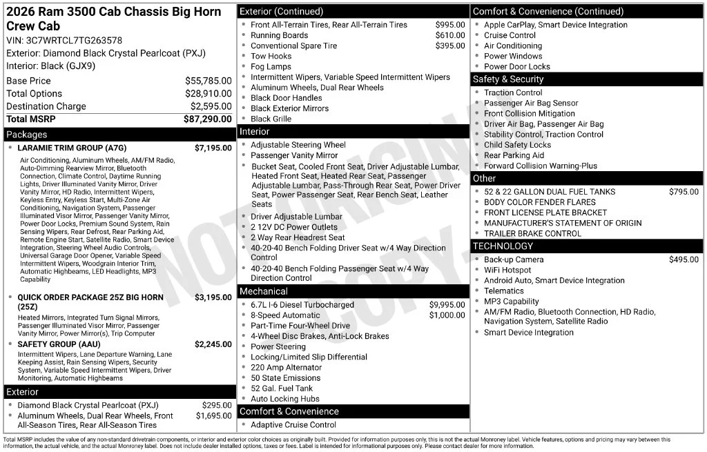 New 2026 Diamond Black Crystal Pearl-Coat Exterior Paint RAM Tradesman image 4