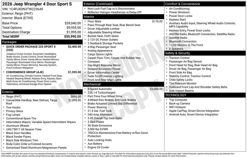 New 2026 Reign Exterior Paint Jeep Sport S image 2