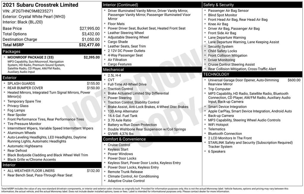 Used 2021 White Subaru Limited image 13