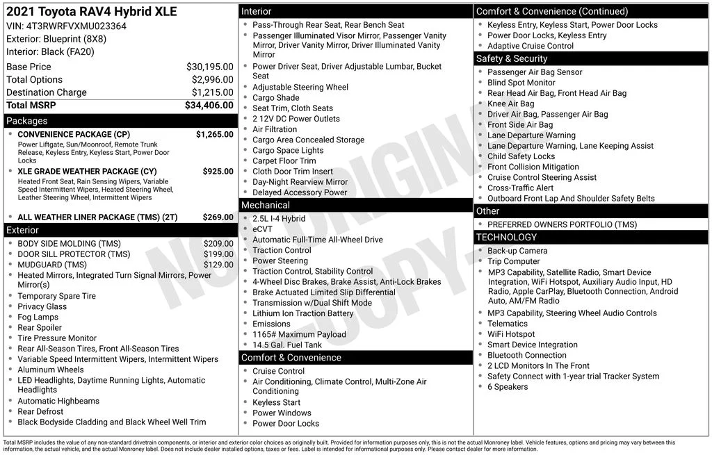 Used 2021 Blue Toyota XLE image 2