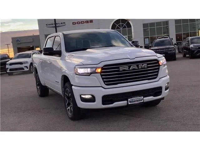 New 2026 Bright White Clear-Coat  Paint Ram LARAMIE CREW CAB 4X4 5