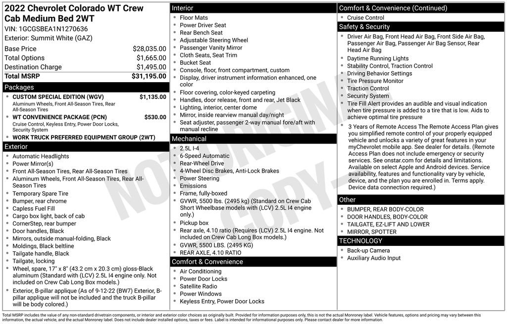 Used 2022 White Chevrolet Work Truck image 2