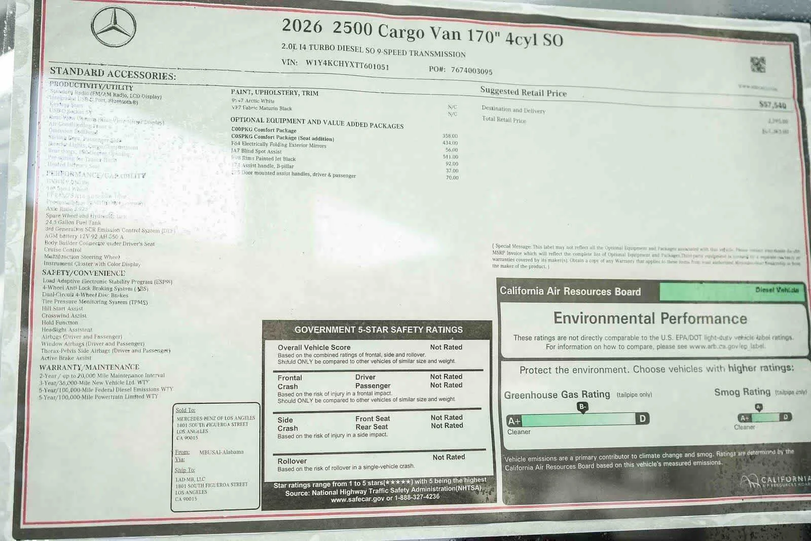 New 2026 Arctic White Mercedes-Benz Cargo 170WB High Roof RWD 2.0L I4 Diesel Turbo SO image 51