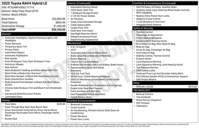 Used 2025 Pearl Toyota LE image 6