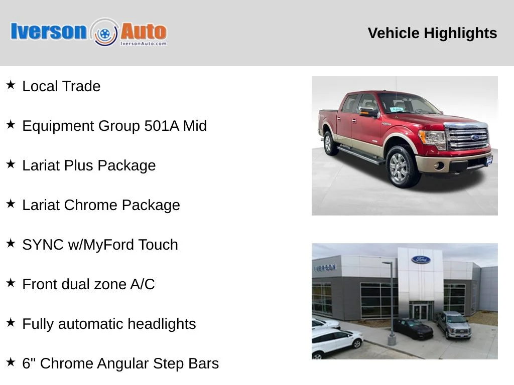 Used 2013 Ford F-150 Lariat with VIN 1FTFW1ET5DKD08499 for sale in Huron, SD