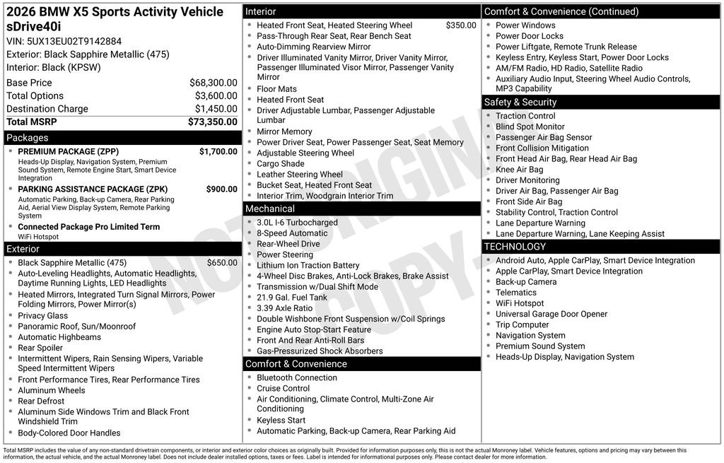 New 2026 Black Sapphire Metallic BMW sDrive40i image 30