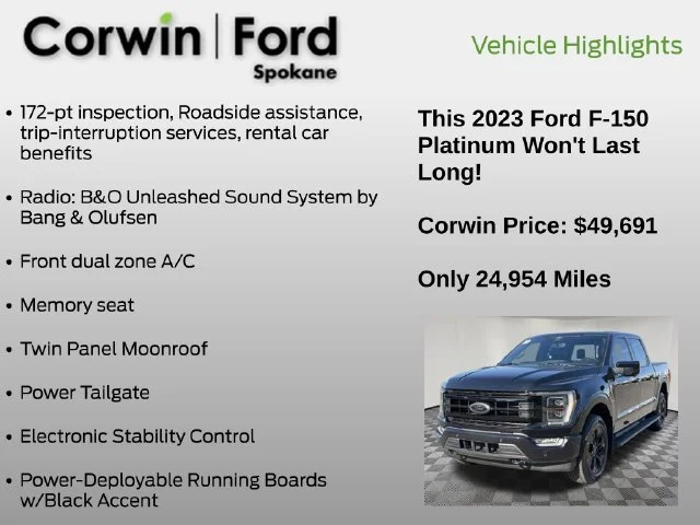 Certified Used 2023 Agate Black Metallic Ford Platinum image 25