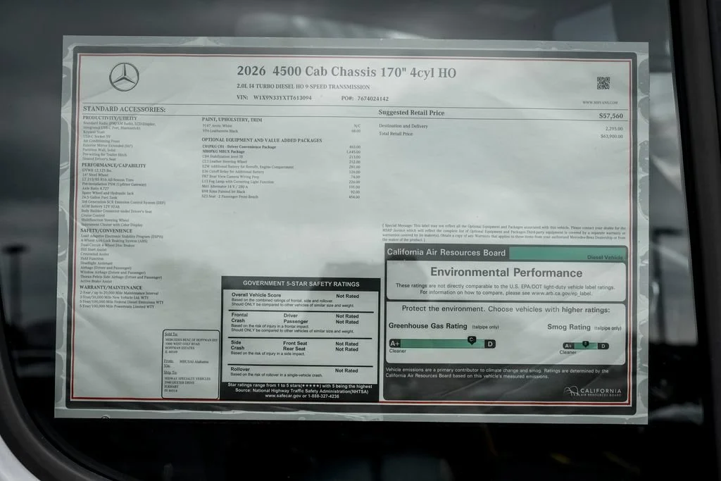 New 2026 Arctic White Mercedes-Benz Cab Chassis 170 WB image 53