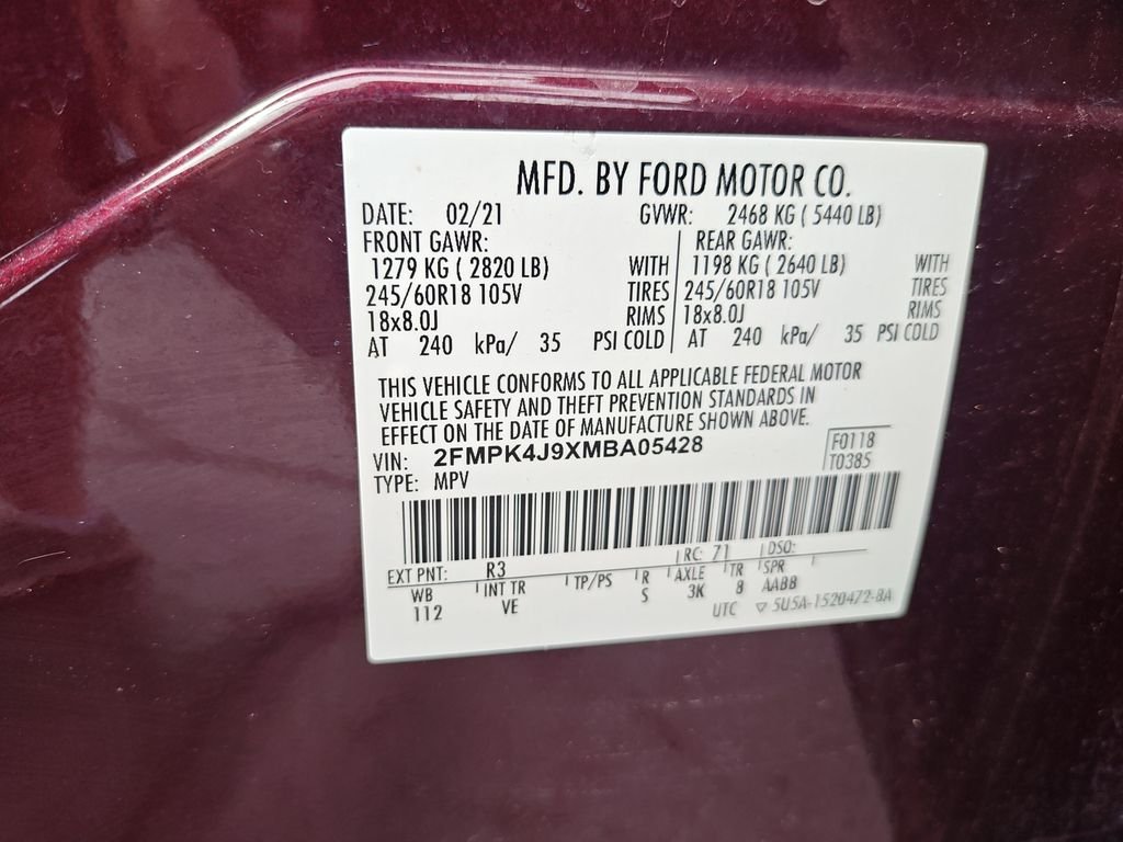 Used 2021 Red Ford SEL image 24