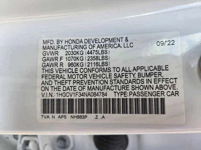 Used 2022 White Honda Sport image 29