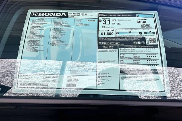 New 2026 Crystal Black Pearl Honda SE image 14