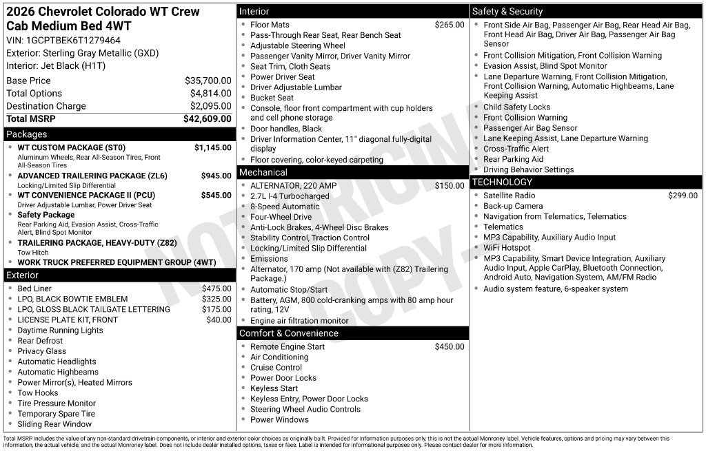 New 2026 Sterling Gray Metallic Chevrolet WT image 36
