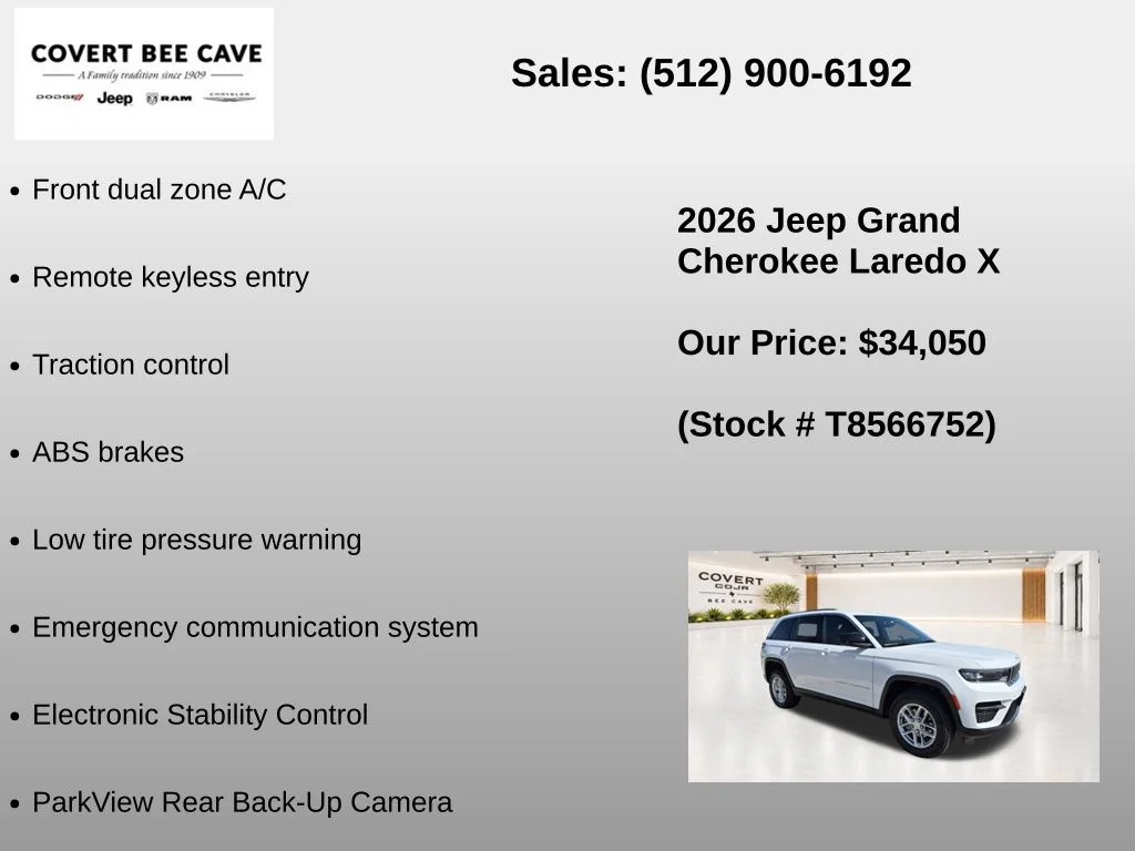 New 2026 Bright White Clear-Coat Exterior Paint Jeep Laredo X image 7