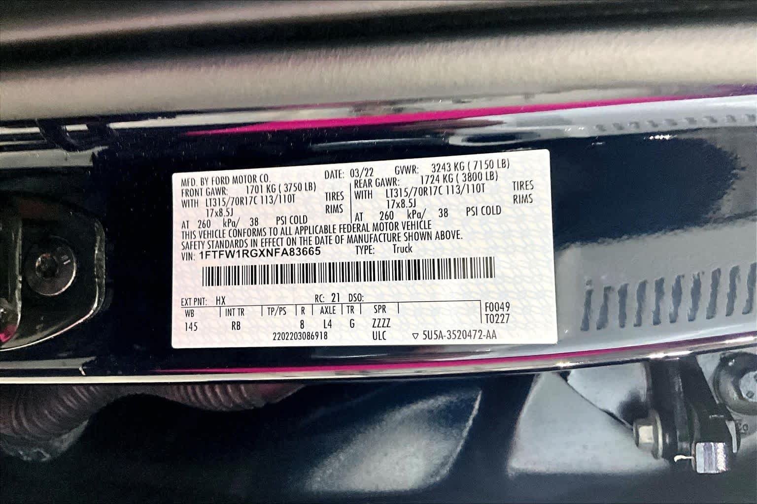 Used 2022 Antimatter Blue Metallic Ford Raptor image 32