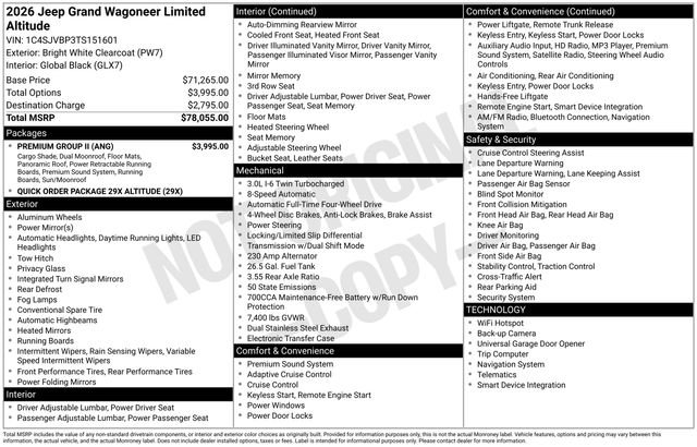 New 2026 Bright White Clearcoat Jeep Limited Altitude image 6